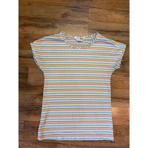 Vintage 70's ECCO Bay Pastel Striped Short Sleeve Tee M Multi-color